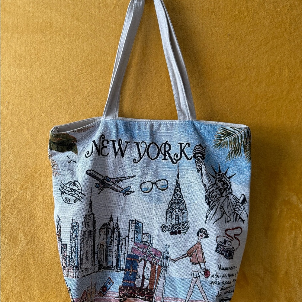 New York Themed Tote Bag - White